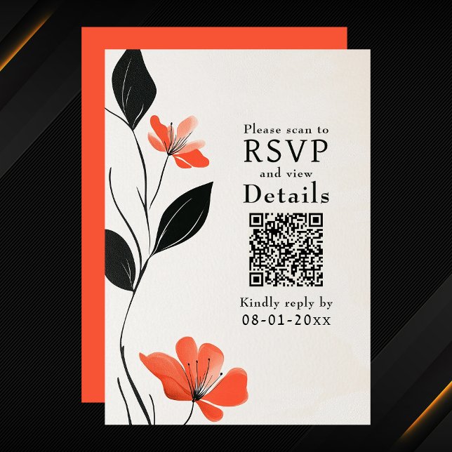 Moderne florale Eleganz kühne Blooms QR-Code Hochz RSVP Karte (Modern Floral Elegance Bold Blooms QR Code Wedding RSVP Card)