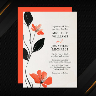 Moderne florale Eleganz mit kühlen blutigen Hochze Einladung