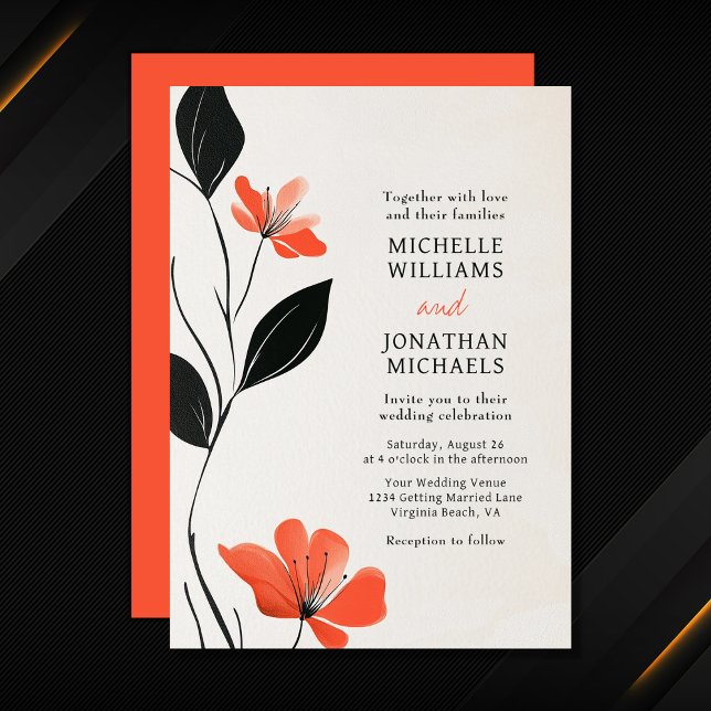 Moderne florale Eleganz mit kühlen blutigen Hochze Einladung (Modern Floral Elegance with Bold Blooms Wedding Invitation)