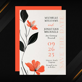 Moderne florale Eleganz mit kühlen blutigen Hochze Save The Date