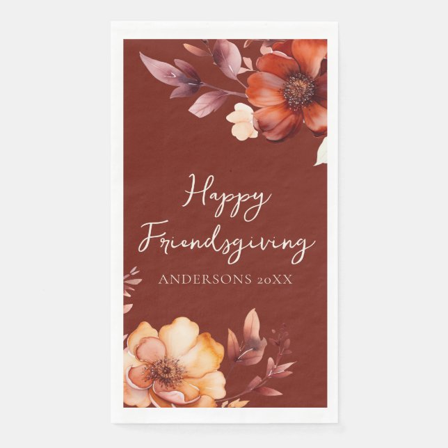 Moderne Florale Friendsgiving  Serviette (Vorderseite)