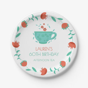 Moderne Florale Geburtstags-Teeparty-Papierplatte Pappteller