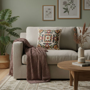 Moderne florale geometrische Motive Retro-Muster Kissen