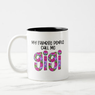 Moderne florale Gigi Redewendungen Typografie Mutt Zweifarbige Tasse