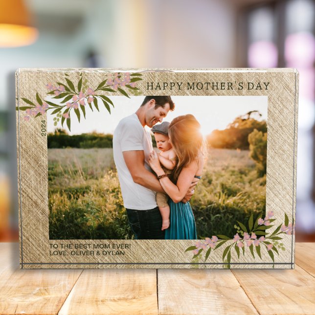 Moderne florale Happy Mother's Day Elegante Junge  Fotoblock (Von Creator hochgeladen)