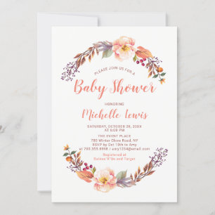 Moderne Florale Herbst-Baby-Party-Einladung Einladung