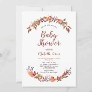 Moderne Florale Herbst-Baby-Party-Einladung für ei Einladung