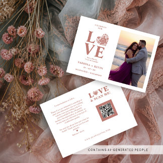 Moderne Florale Herz Foto Hochzeits Schrift TLW26 Save The Date