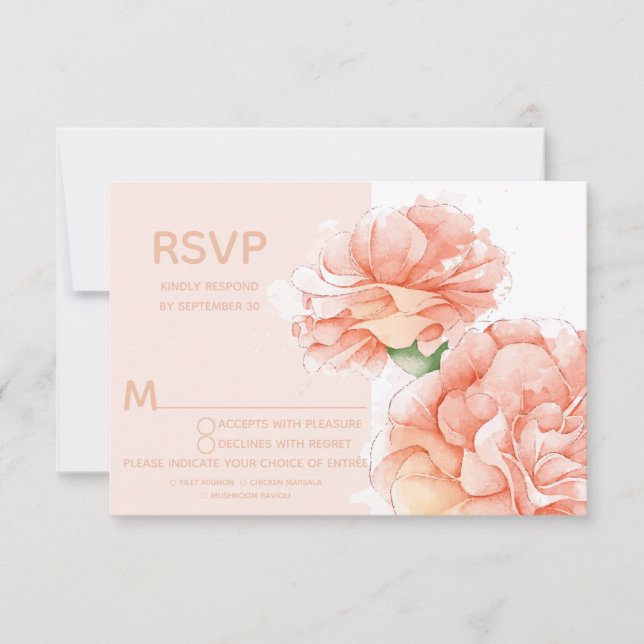 Moderne florale Hochzeit RSVP Mahlzeit Wahl (Vorderseite)