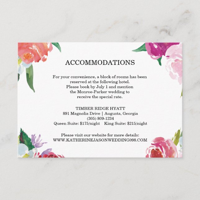 Moderne florale Hochzeitkarte Begleitkarte (Vorderseite)