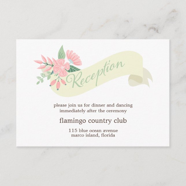 Moderne florale Hochzeitskarte Begleitkarte (Vorderseite)