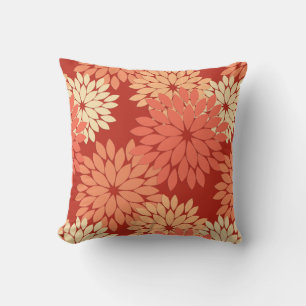 Moderne Florale Kimono-Drucke, Mandarinorange Kissen