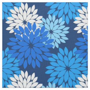 Moderne florale Kimono Print, Blue, Aqua & Navy Stoff