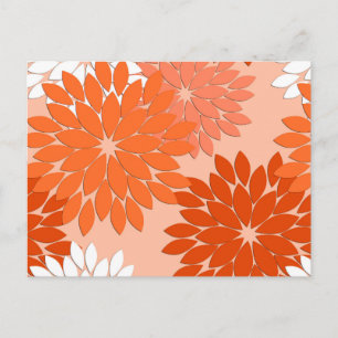 Moderne florale Kimono Print, Coral Orange on Peac Postkarte