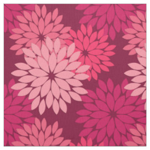 Moderne florale Kimono Print, Coral Pink & Burgund Stoff