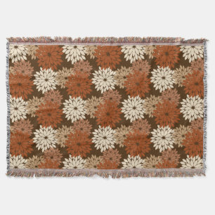 Moderne florale Kimono Print, Dunkelbraun und Tan Decke