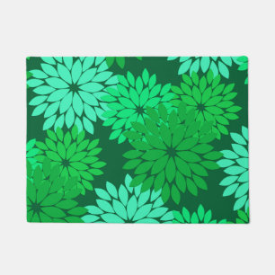 Moderne florale Kimono Print, Emerald und Jade Gre Fußmatte