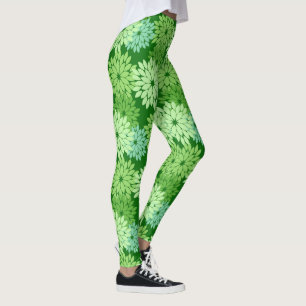 Moderne florale Kimono Print, Limettengrün Leggings