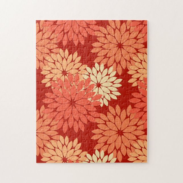 Moderne florale Kimono Print, Mandarin Orange (Vertikal)