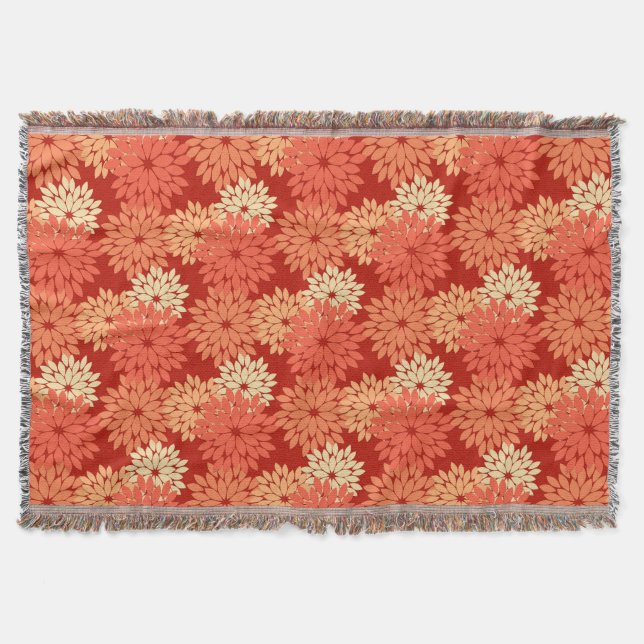 Moderne florale Kimono Print, Mandarin Orange Decke (Vorderseite)