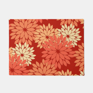 Moderne florale Kimono Print, Mandarin Orange Fußmatte