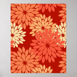 Moderne florale Kimono Print, Mandarin Orange Poster