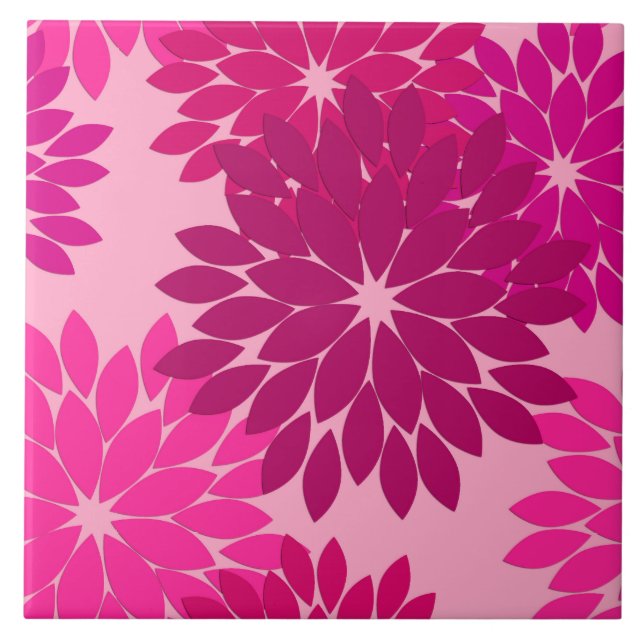Moderne florale Kimono Print, Rosa, Fuchsia und We Fliese (Vorderseite)