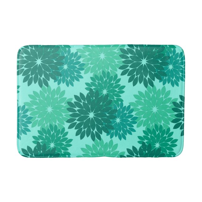 Moderne florale Kimono Print, Türkis, Aquamarin &  Badematte (Vorderseite)