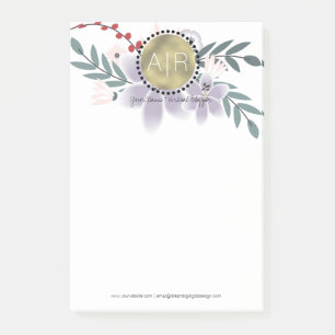 Moderne florale Lilien Simulatives Foil Monogramm Post-it Klebezettel