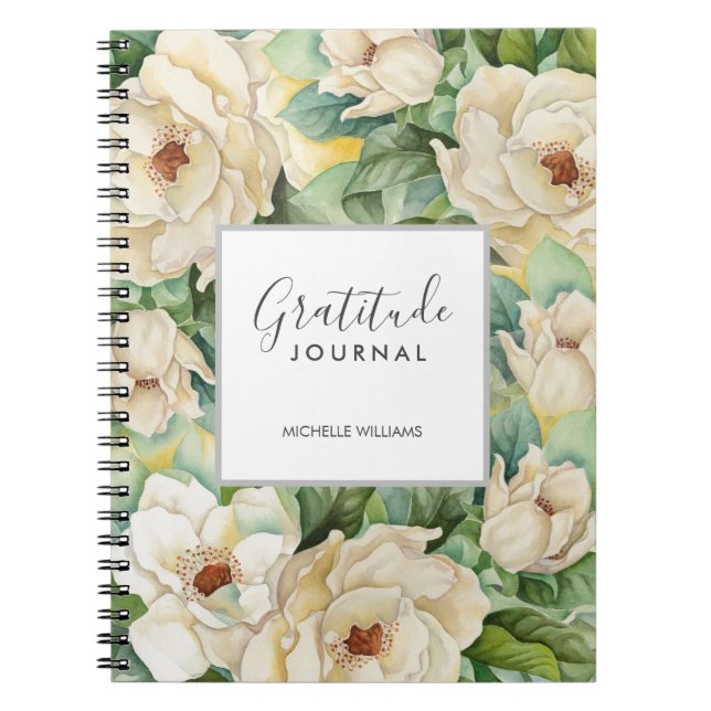 Moderne florale Magnolia Dankbarkeit Journal Name Notizblock (Vorderseite)