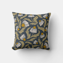 Moderne florale marineblaue Sonnenhüte und Gänsebl Kissen