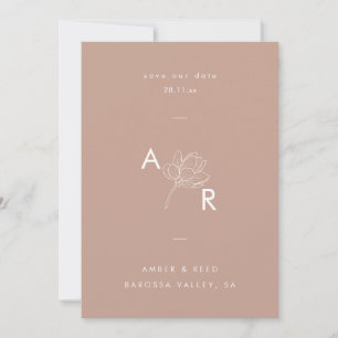 Moderne florale Monogramm Elegant Simple Dusty Pin Save The Date