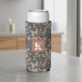 Moderne Florale Monogramm-Name Selters Dosenkühler