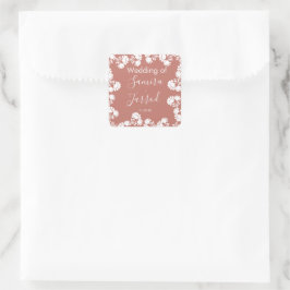 Moderne florale Motif Nuetral Wedding Quadratischer Aufkleber