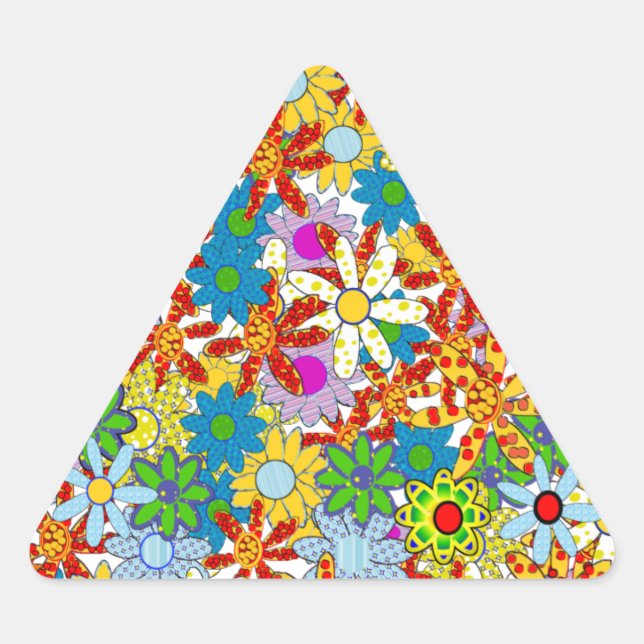 Moderne florale Muster Bright Colors Dreieckiger Aufkleber (Vorderseite)