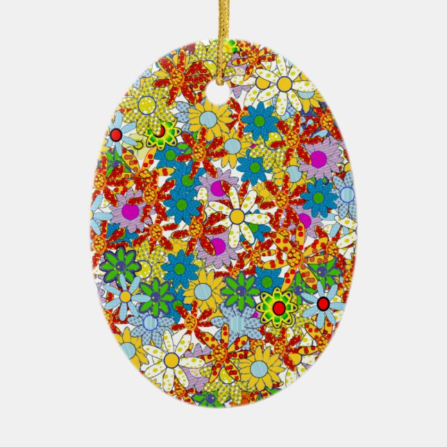 Moderne florale Muster Bright Colors Keramik Ornament (Vorne)