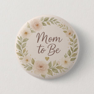 Moderne Florale Pastell-Schwangere-Anstecknadel Button