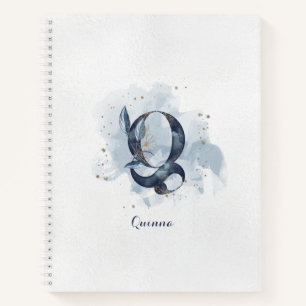 Moderne florale persönliche Monogrammbuchstabe Q B Notizbuch