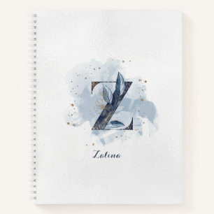 Moderne florale persönliche Monogrammbuchstabe Z B Notizbuch