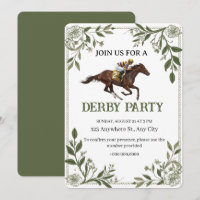 Moderne Florale Pferdesport Derby-Einladung