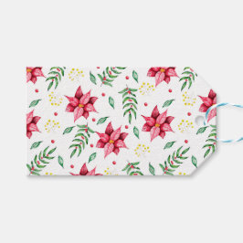 Moderne florale Poinsettia Watercolor Geschenkanhänger