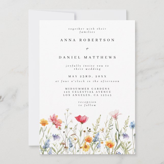 Moderne Florale QR-Code-Hochzeit Einladung (Vorderseite)