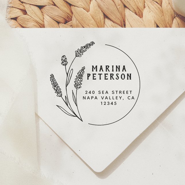 Moderne florale Rahmen Name Rücksendeadresse Permastempel (Von Creator hochgeladen)