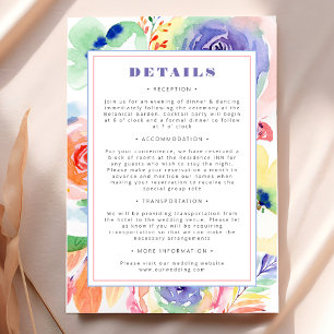 Moderne florale Rainbow LGBTQ Hochzeitdetails Begleitkarte