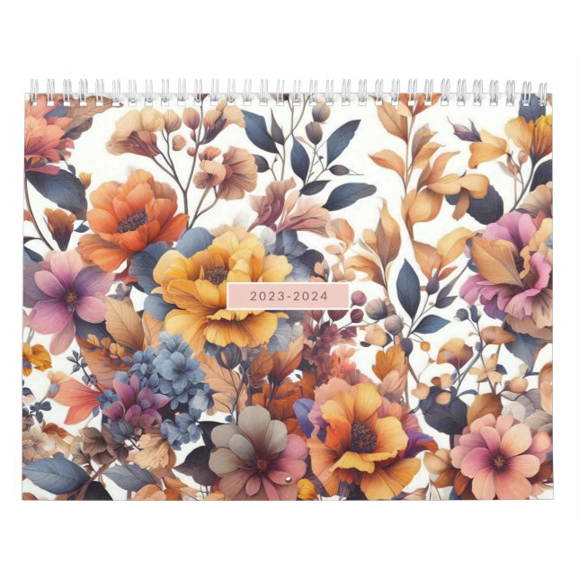 Moderne florale Rose fällt mädchenhaft elegant sti Kalender (Titelbild)