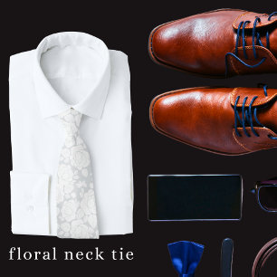 Moderne florale Rose Grau und Weiß Halstuch Krawatte