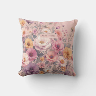 Moderne florale Rose pink mädchenhaft elegant stil Kissen