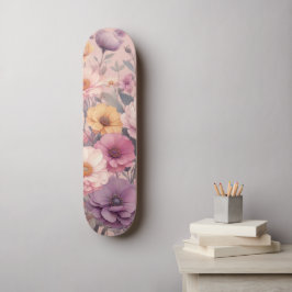 Moderne florale Rose pink mädchenhaft elegant stil Skateboard