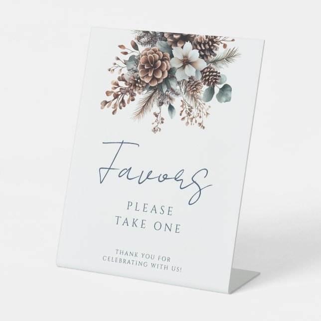 Moderne, florale Rustikale Pinecones Favoriten Sockelschild (Vorderseite)