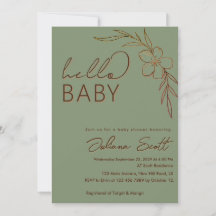 Moderne Florale Salbei-Grüne Hello Baby Baby Showe